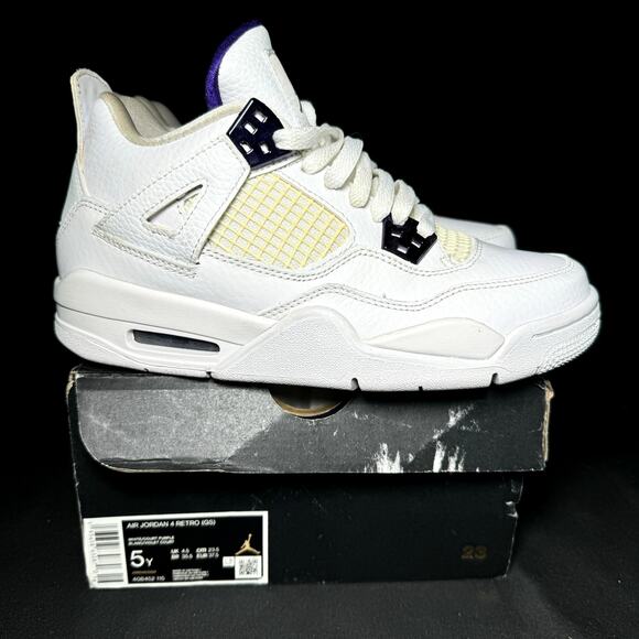 Nike Air Jordan 4 Retro GS Purple Metallic 2020 Men's Shoes - Size 5